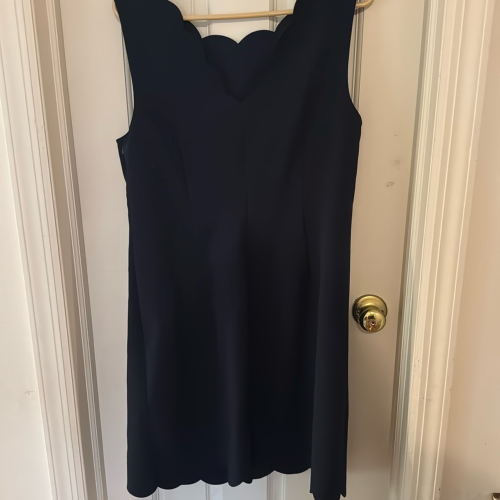 J.Crew Scalloped Dress Size 14 in Navy Blue